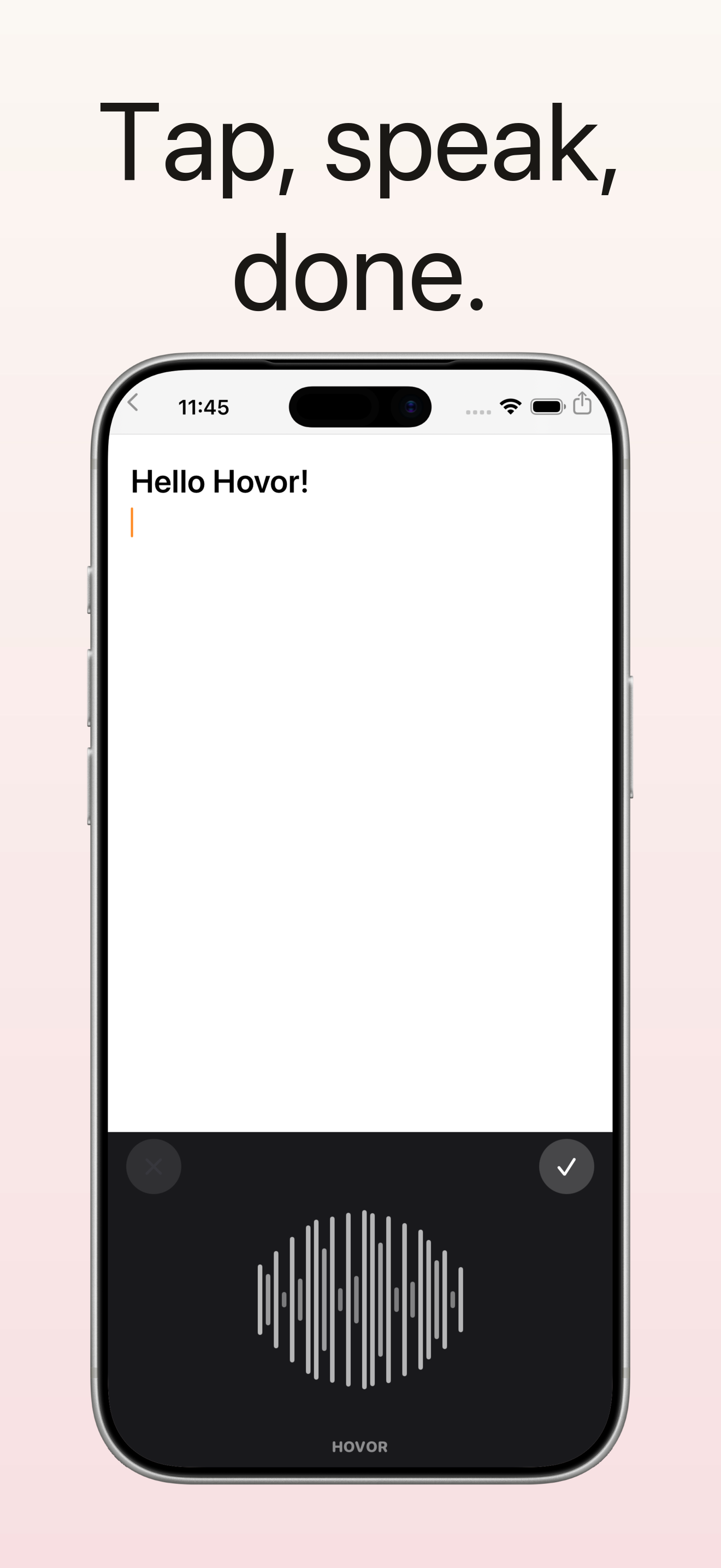 Tap to start, tap to confirm.