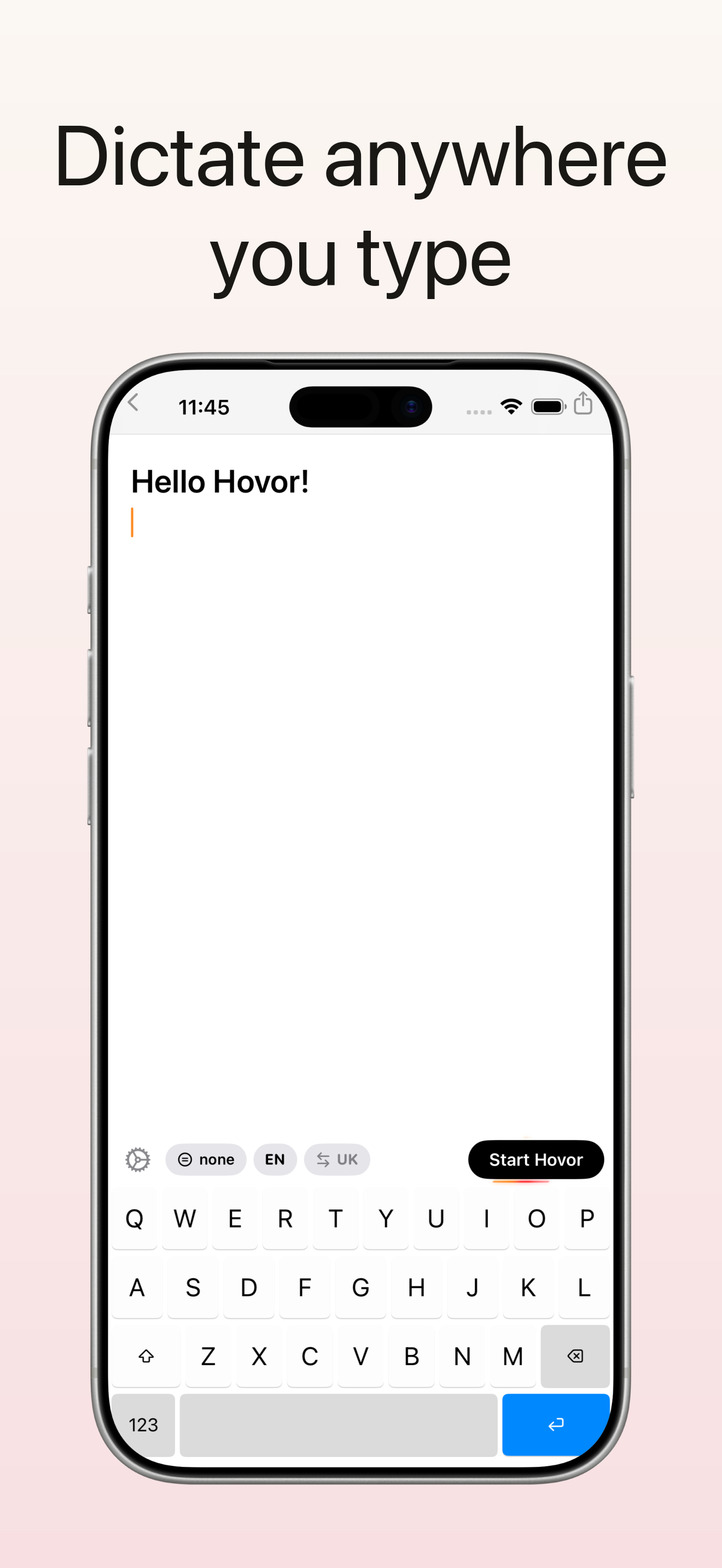 Hovor iOS keyboard